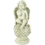 Northlight 18" Cherub Angel Sitting on Finial Outdoor Garden Statue