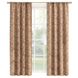 Collections Etc Elegant Leaf Embroidered Rod Pocket Top Curtain Panel - 1 of 3