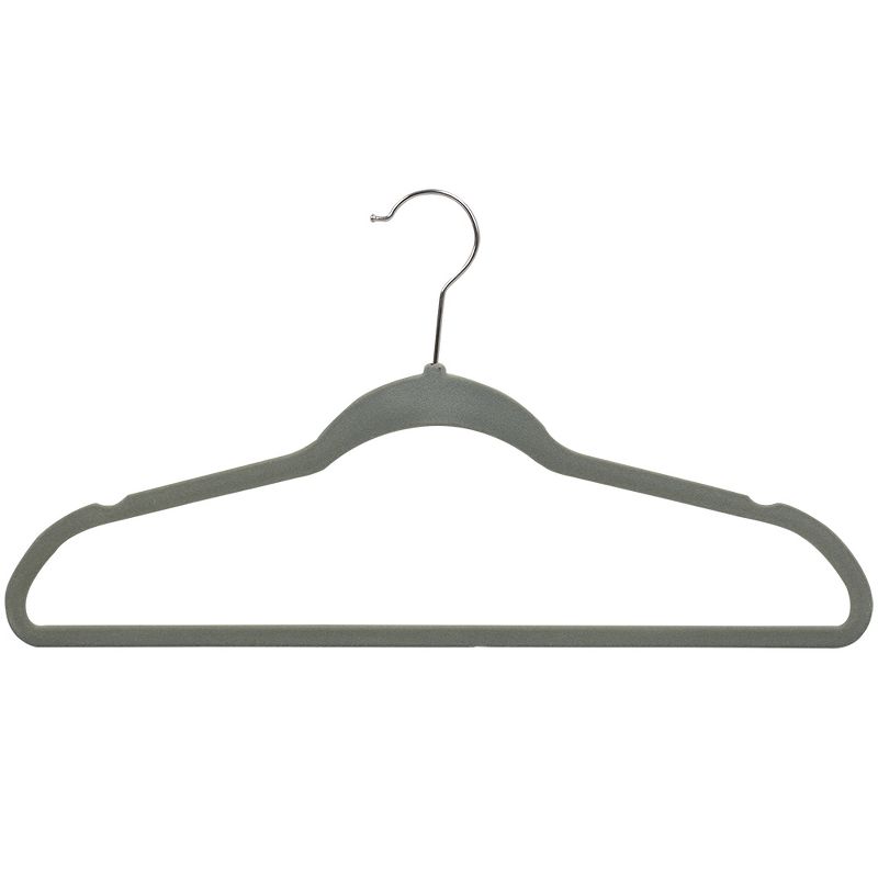 Home Basics  Flocked Velvet Suit Hanger, (Pack of 25), Grey, 2 of 8