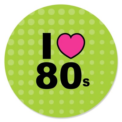 Big Dot of Happiness 80's Retro - Totally 1980s Party Circle Sticker Labels - 24 Count