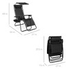Best Choice Products Folding Zero Gravity Recliner Patio Lounge Chair w/ Canopy Shade, Headrest, Tray - 2 of 4