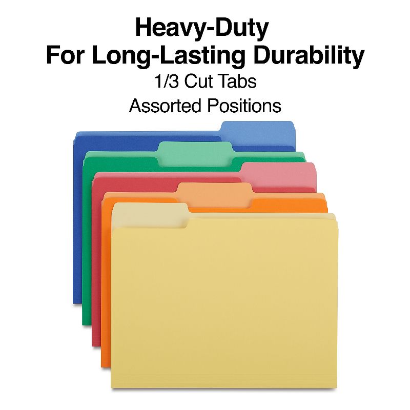 Staples Heavyweight File Folders 1/3-Cut Tab Letter Size Assorted Colors 50/Box (ST18363-CC) 810351, 3 of 10