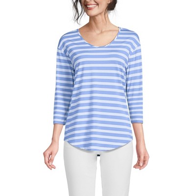 Lands' End Women's 3/4 Sleeve Lightweight Jersey U-Neck Tunic