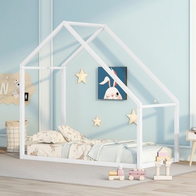 ALEXOUN Twin Size House Bed,Metal Bed Frame Without Floor Height Platform Bed for Kids,Teens,Adults for Bedroom,Apartment,