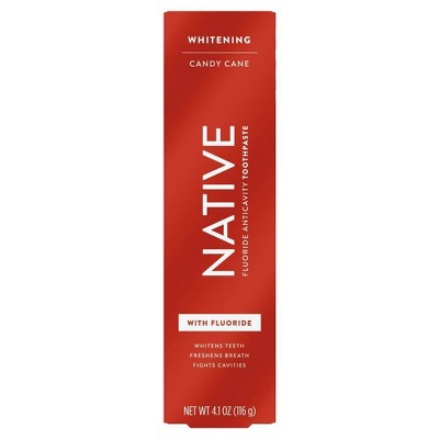 Native Whitening Candy Cane Fluoride Toothpaste - 4.1oz