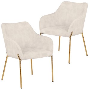 LeisureMod Zaire Modern Dining Chair – Upholstered Side Chair with Gold Iron Legs, Stylish Accent Chair for Dining Room or Kitchen Set of 2 - 1 of 4
