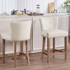 BABYYER Leather Bar Stools, 26" Wooden Barstools Set of 2, 360°  Swivel Counter Height Chairs with Nail-Head Trim for Kitchen Island - 2 of 4