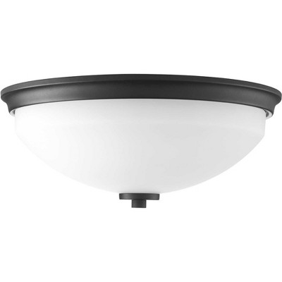 Polished Nickel 14'' Flush Mount Light with White Glass Shade