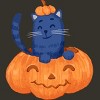 Junior's Design By Humans Halloween Cat In A Pumpkin By wubbadub T-Shirt - 2 of 3