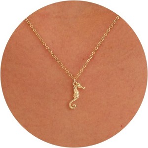 14K Gold Plated Charm Necklace for Women, Assorted Beach & Nature Themed Pendants - 1 of 4