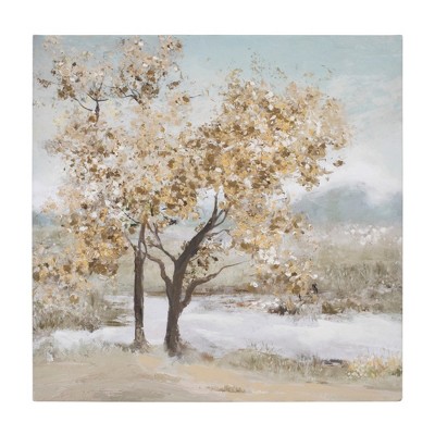 Beige and Blue Tree Landscape Canvas Art Set