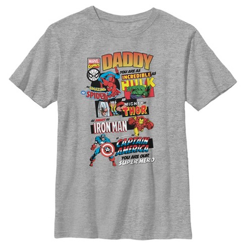 Boy s Marvel Daddy You are Our Super Hero T Shirt Athletic Heather Super Hero Large