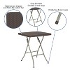 Flash Furniture 1.95-Foot Square Brown Rattan Plastic Folding Table - image 3 of 4