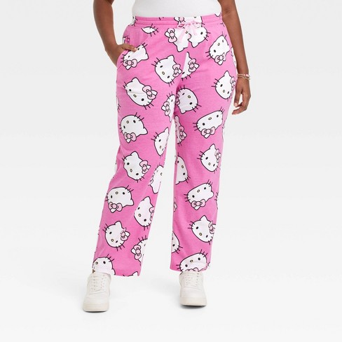 Sweet Girl Style Graffiti Hello Kitty Printed Straight Pants