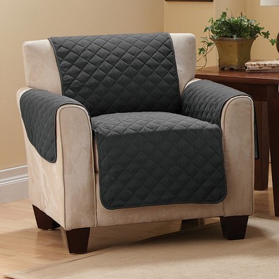 Reversible Quilted Black and Gray Polyester Chair Cover