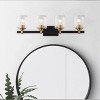 Modern 4-Light Bathroom Vanity Light Fixture, Black and Gold Wall Sconce with Clear Glass Shades - 2 of 4