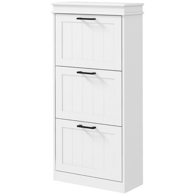 NicBex Shoe Cabinet with 3-Flip Drawers and Metal Handles Narrow Hidden Shoe Rack Organizer for Entryway,Hallway