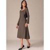 INSPIRE CHIC Women's Knit Midi A-Line Drawstring Back Square Neck Long Sleeve Dresses - 3 of 4