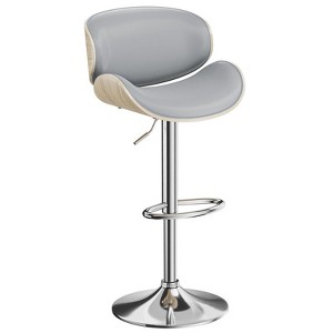 Gikpal Barstools, Adjustable Bentwood Barstools, Modern PU Leather Upholstered Bar Chair with Back and Footrest, for Bar, Dining Room - 1 of 4