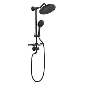 Matte Black Shower Kit: Rainfall and Handheld, Slider, Dish - 1 of 4