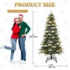 6ft White Snowy Flocked Atificial Tree with 29 Pine Cones and with 300 LED Lights 900 Metal Hinged Branch Tips - 3 of 4