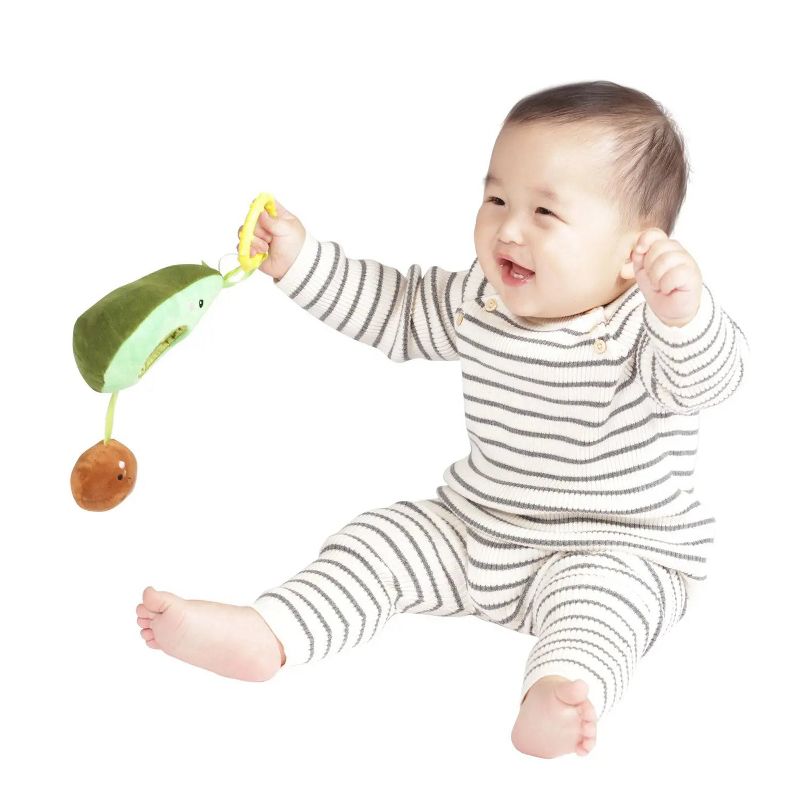 Manhattan Toy Mini-Apple Farm Avocado Baby Travel Toy with Rattle, Chime, Crinkle Fabric & Teether Clip-on Attachment, 4 of 12