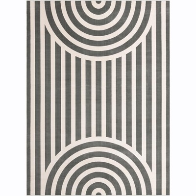 Gray and Ivory Rectangular Synthetic Kids Rug, 9' x 12'