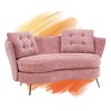 Loveseat Sofa Upholstered Couch with Golden Metal Legs,White/ Yellow/Orange/Blue/Gray/Black/Pink, 4W-ModernLuxe - 2 of 4