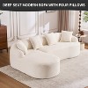 TIRAMISUBEST Compression Sofa with Chaise Longue & 3-Seater,Wood Grain Chenille Fabric, Full Sponge Cushions for Living Room & Apartment - 3 of 4