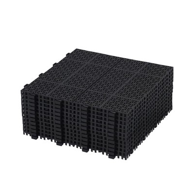 GlasFlength Carpet Tiles 12 Pack 12" Interlocking Deck Tiles 6613LBS Weight Capacity Waterproof for Bathroom Balcony, Black, 12"*12"*0.43"