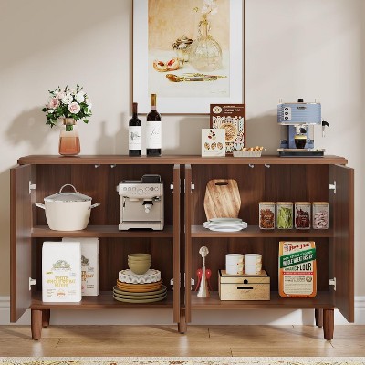 Lantine Buffet Cabinet Sideboard: Modern storage cabinet with doors, suitable for living room, kitchen, dining room (Brown). From Lantine Store. — фото 5