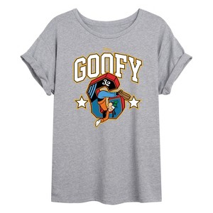 Women's - Disney - Goofy Collegiate Oversized Graphic T-Shirt - 1 of 4