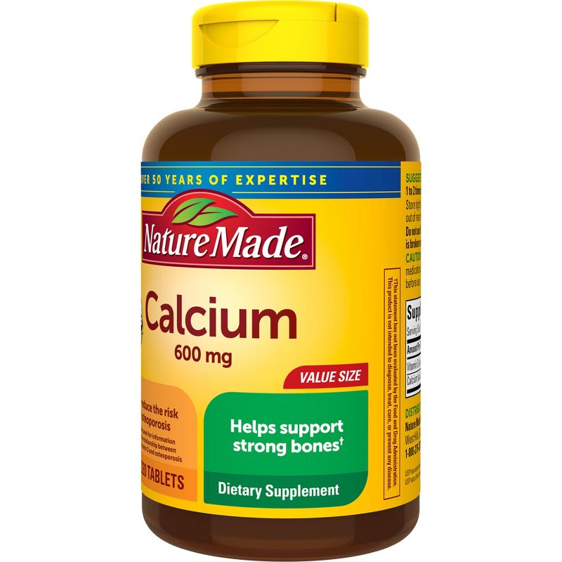 Nature Made Calcium 600mg with Vitamin D3 Supplement for Bone Support Tablets - 200ct, 4 of 11