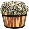 Classic Home and Garden Acacia Wood Whiskey Barrel Planter with Black Metal Band - 2 of 3