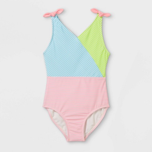 Girls Colorblock Striped One Piece Swimsuit Cat Jack Target