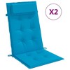 vidaXL High-Back Chair Cushions 2-Piece Set - Light Blue Oxford Fabric, Soft Foam Fiber Filled, Water-Resistant Outdoor/Indoor Cushions - 3 of 4