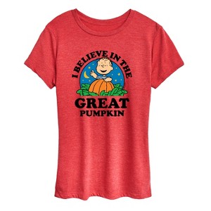 Women's - Peanuts - I Believe In The Great Pumpkin Short Sleeve Graphic T-Shirt - 1 of 4