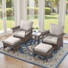 Belord 5 Pieces Patio Furniture Set, All Weather Brown Wicker Outdoor Conversation Set with PE Wicker Rattan Patio Chairs, Ottomans, Side Table - 2 of 4