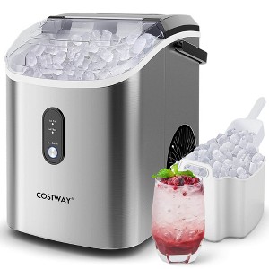 Costway Countertop Ice Maker with Soft Chewable Pellet Ice  Ready in 6 Mins Black/Silver - 1 of 4
