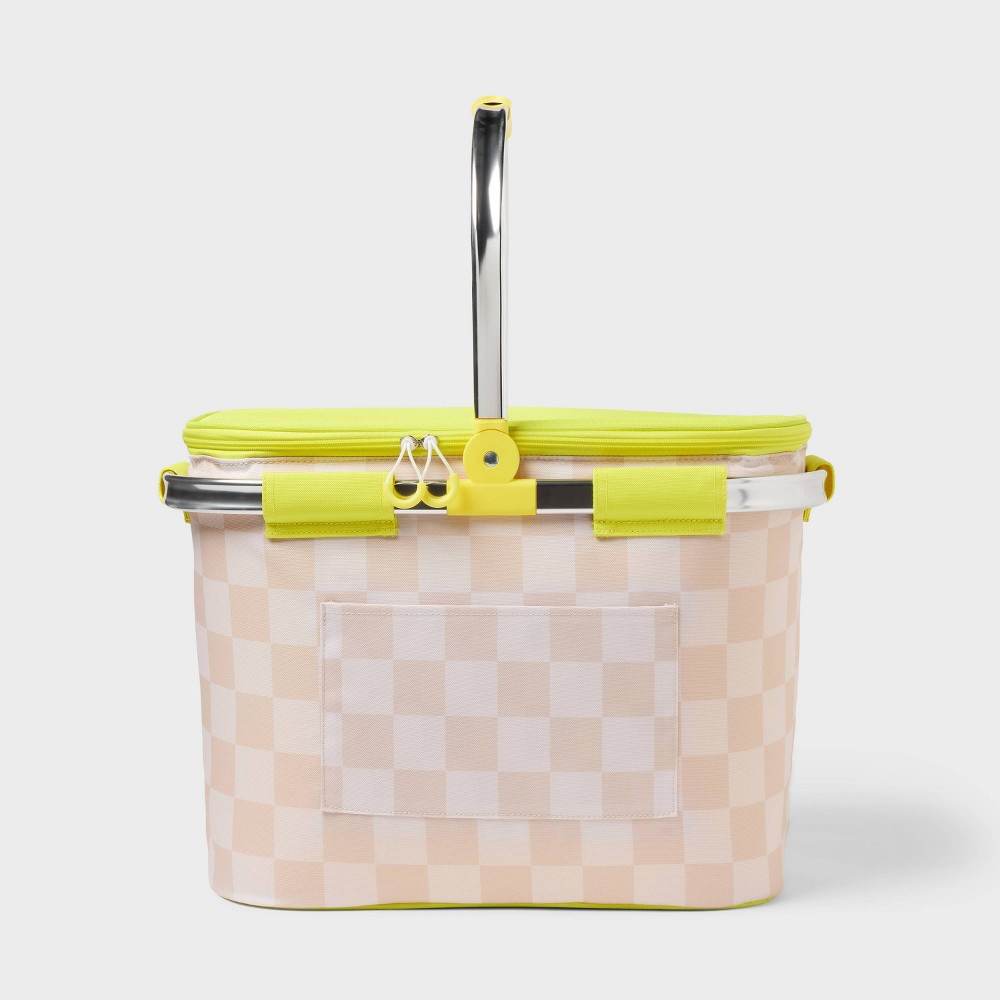 36 Cans/31qt Soft Sided Cooler - Sun Squad™ Beige Checkered/Yellow