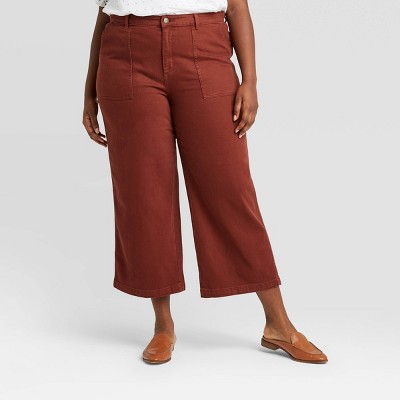 women's plus size wide leg trouser jeans