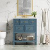 Vynxaria 30 inch Blue Single Sink Freestanding Bath Vanity with White Ceramic Top Five Full Extension Drawers One Adjustable Shelf Gold Metal Knobs - 4 of 4