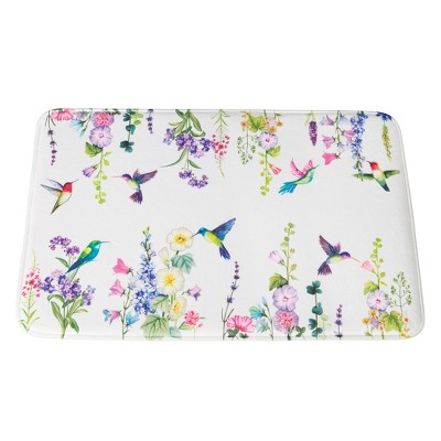 Collections Etc Blossoming Hummingbird Garden Skid-Resistant Foam Bath Mat