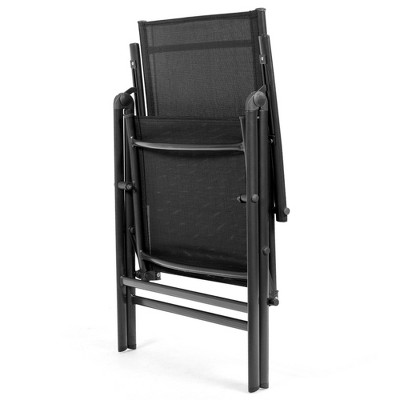 Set of 2 Black Adjustable Folding Patio Dining Chairs