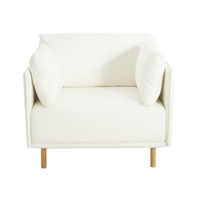 Lirago, Modern White Upholstered Accent Chair with Soft Fabric, Sturdy Wood Legs - Scandinavian Design for Living Room & Office Lounge