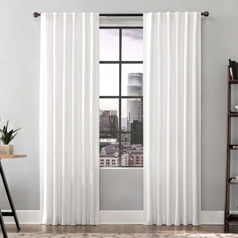 96x50 Renato Linen Blend Light Filtering Back Tab Curtain Panel White -  Scott Living