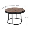 Irregular Coffee Table, 27" Modern MGO Top with Nature Wood & Black Metal Base, 132 lbs Capacity Industrial Artisan Center Table for Living Room - 2 of 4