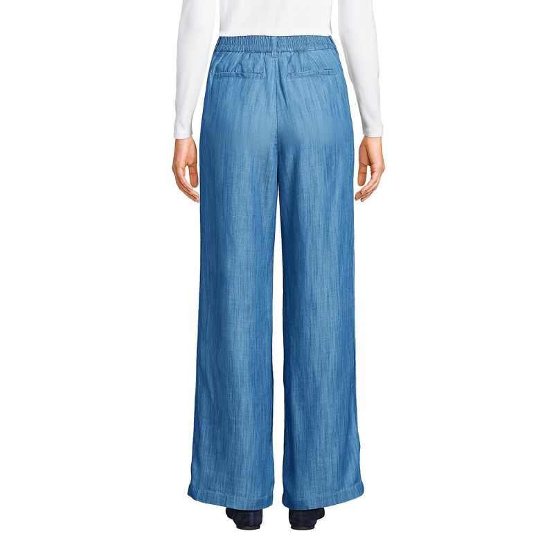 Lands' End Women's High Rise Elastic Back Pleated Wide Leg Pants made with TENCEL Fibers, 2 of 4