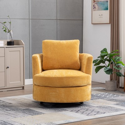 GDFStudio Roxanne Swivel Chenille Upholstered Wood and Steel Accent Chair