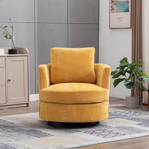 GDFStudio Roxanne Swivel Chenille Upholstered Wood and Steel Accent Chair - 1 of 4